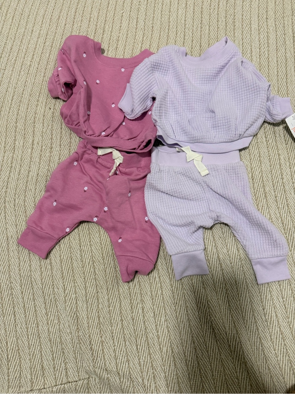 Carter's Pink Floral & Lavender Waffle Jogger Set